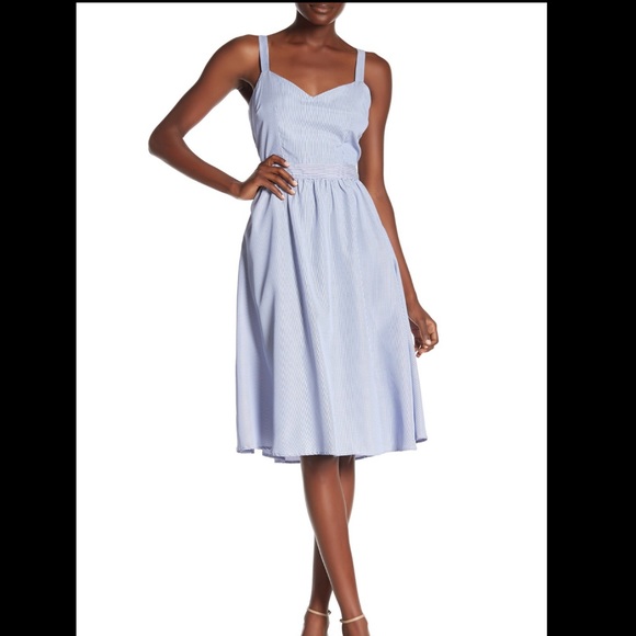 melloday blue striped tie back dress - Picture 2 of 6